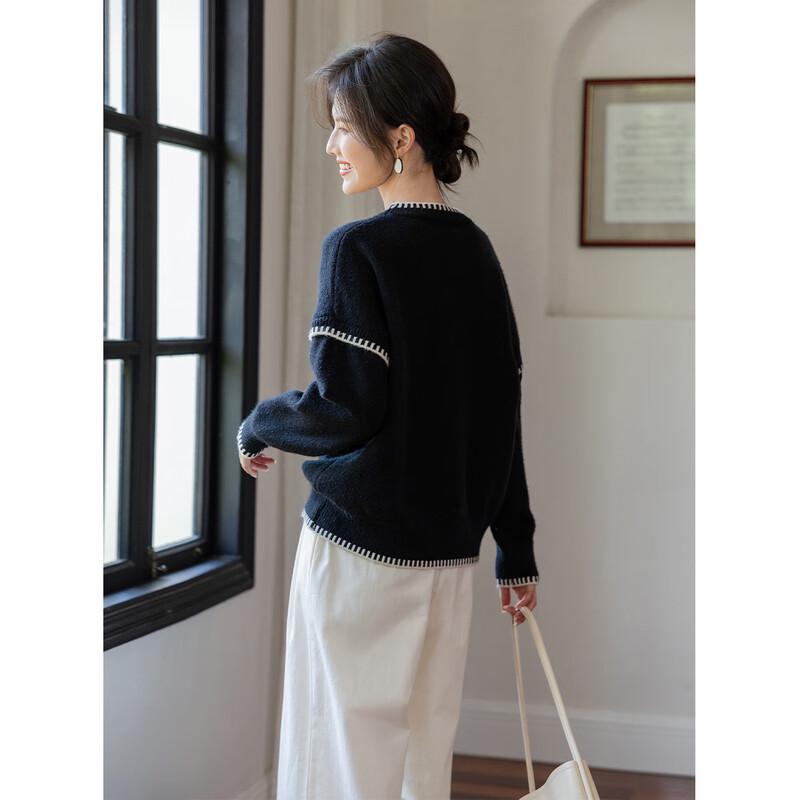 Mokana Women's Color-block Round Neck Knit Sweater