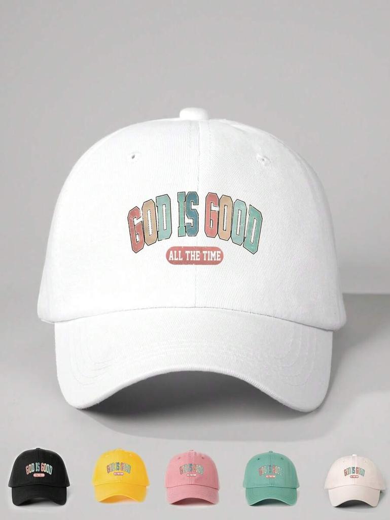Adjustable Baseball Cap With God Is Good Print Casual Outdoor Hat For Adults
