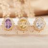 S925 Sterling Silver Natural Color Treasure Large Amethyst Citrine Ring Women'S Personality Premium Earrings