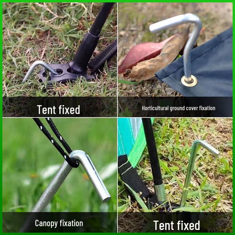 7-Inch Galvanized Steel J-Shaped Ground Nail for Tent and Lawn Fixing