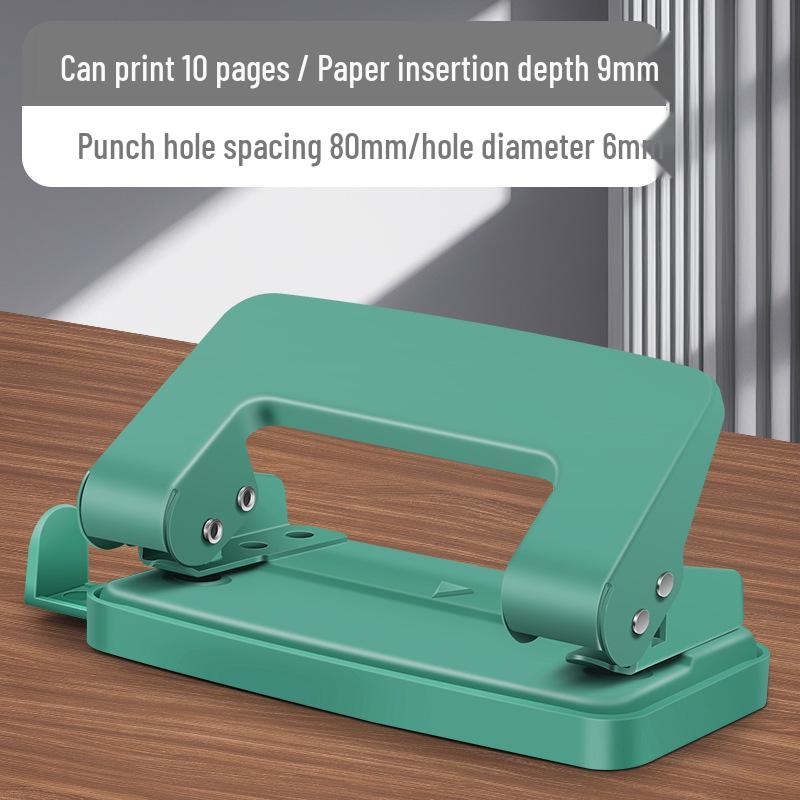 Large Double Hole Punch & Binder Clip for Loose-Leaf Books, Students, 2-Hole, Round Ring