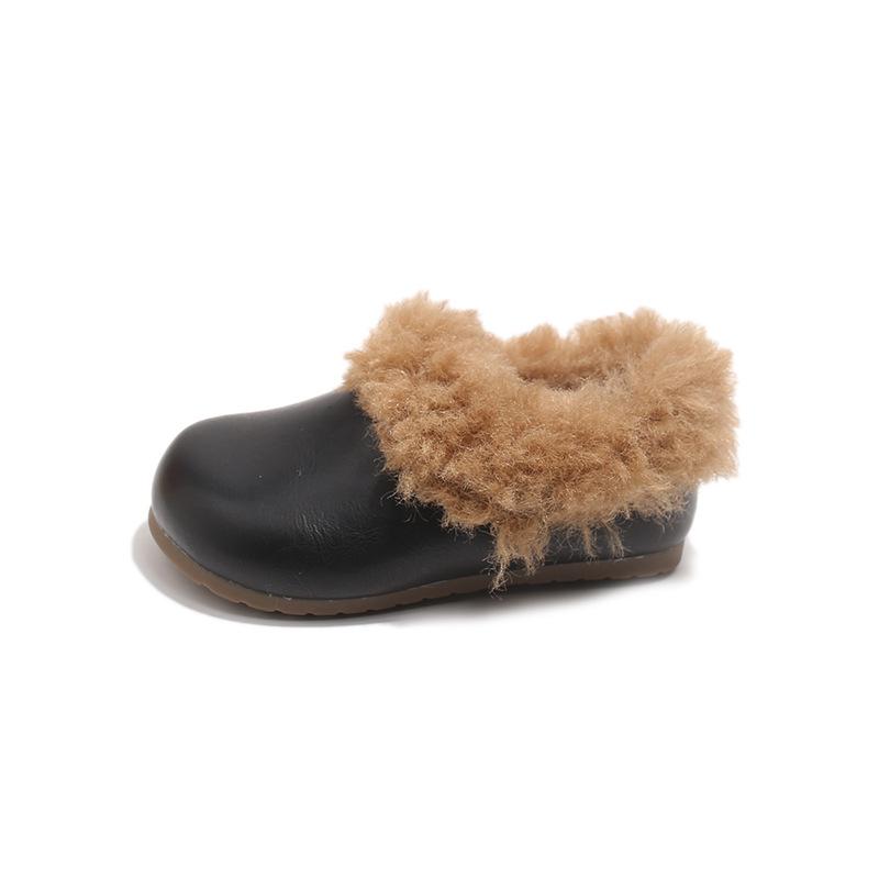 Winter-Plüschschuhe im Birkenstock-Stil für Mädchen: Warme Baumwoll-Hausschuhe mit dickem Sohle und Samt