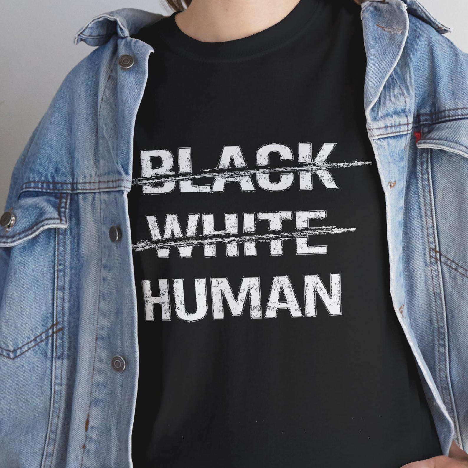 BLACK ~ WHITE ~ HUMAN T-shirt | Equality Statement Tee, Inclusive Message S