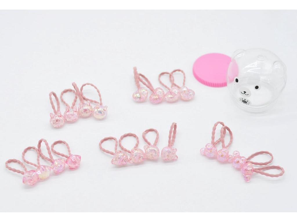 Flashing Bear Hair Ties for Kindergarten Girls - Gentle, Colorful Rubber Bands