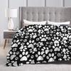 Black and white dog paws Printed Blanket for Sofa Bed Travel Camping Living Room Office Conditioning Blanket