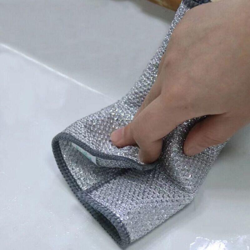 Mehrzweck-Geschirrtücher aus Metall und silbernem Draht für die Trocken- und Nassreinigung. Geschirrtücher doppelt optional