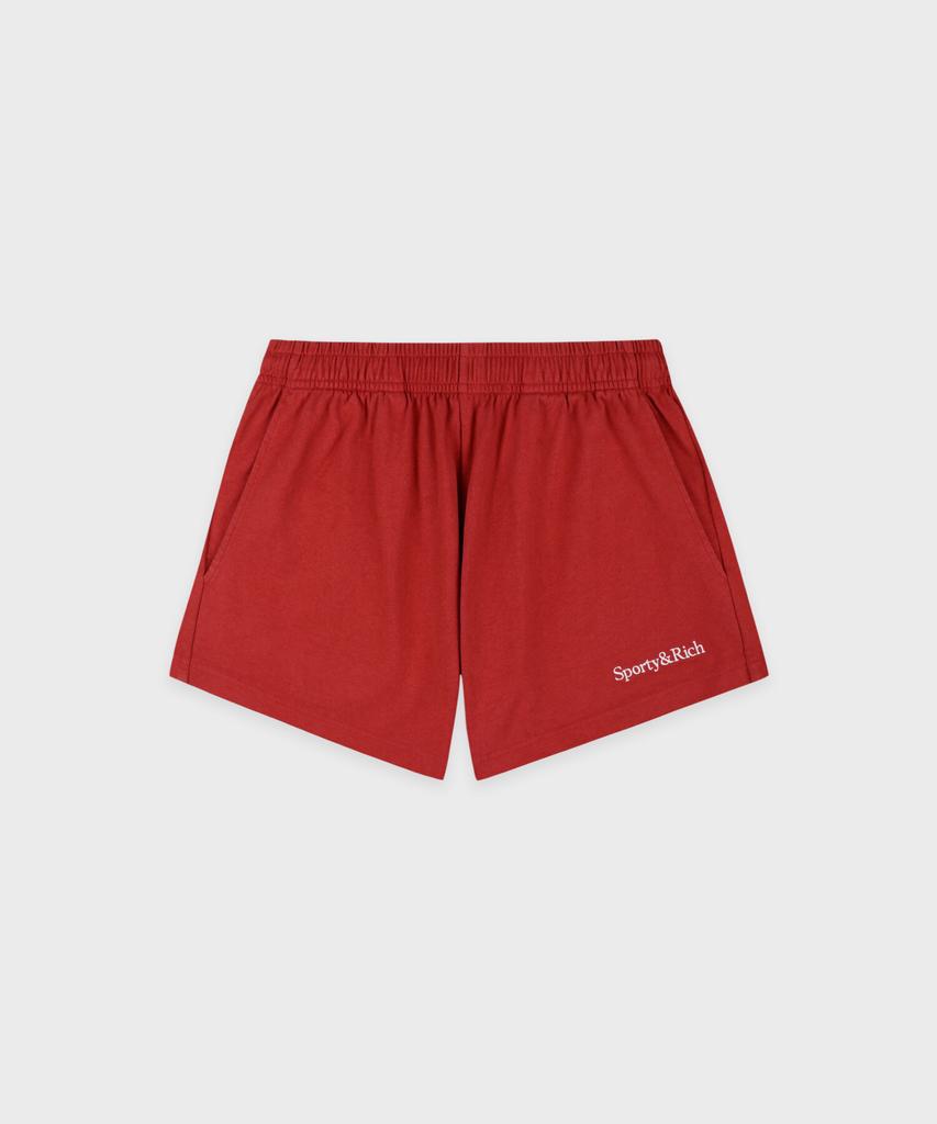 SPORTY&RICH Serif Logo Embroidered Disco Shorts - Faded Merlo R265Aw7007