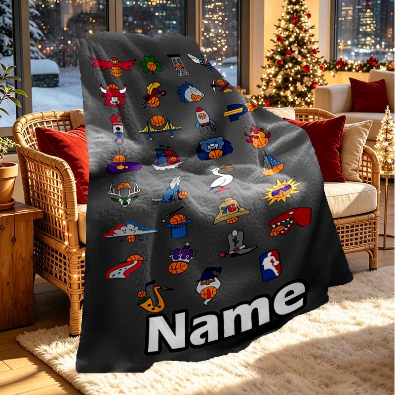 Custom Name Personalized basketball Print Blanket, Home Decor, Bedroom, Sofa, Camping, Couch, Gifts for Birthday Christmas