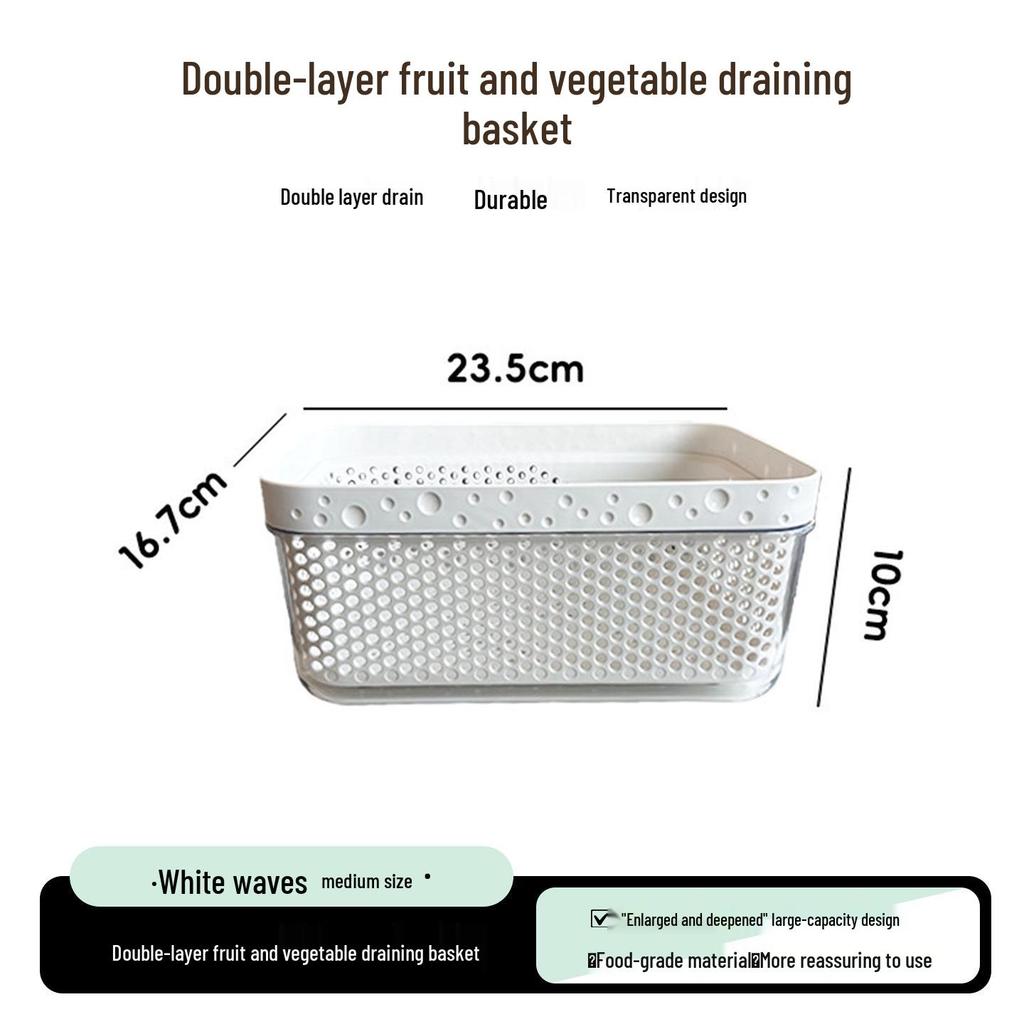 Double-Layer Draining & Storage Basket for Vegetables and Fruits