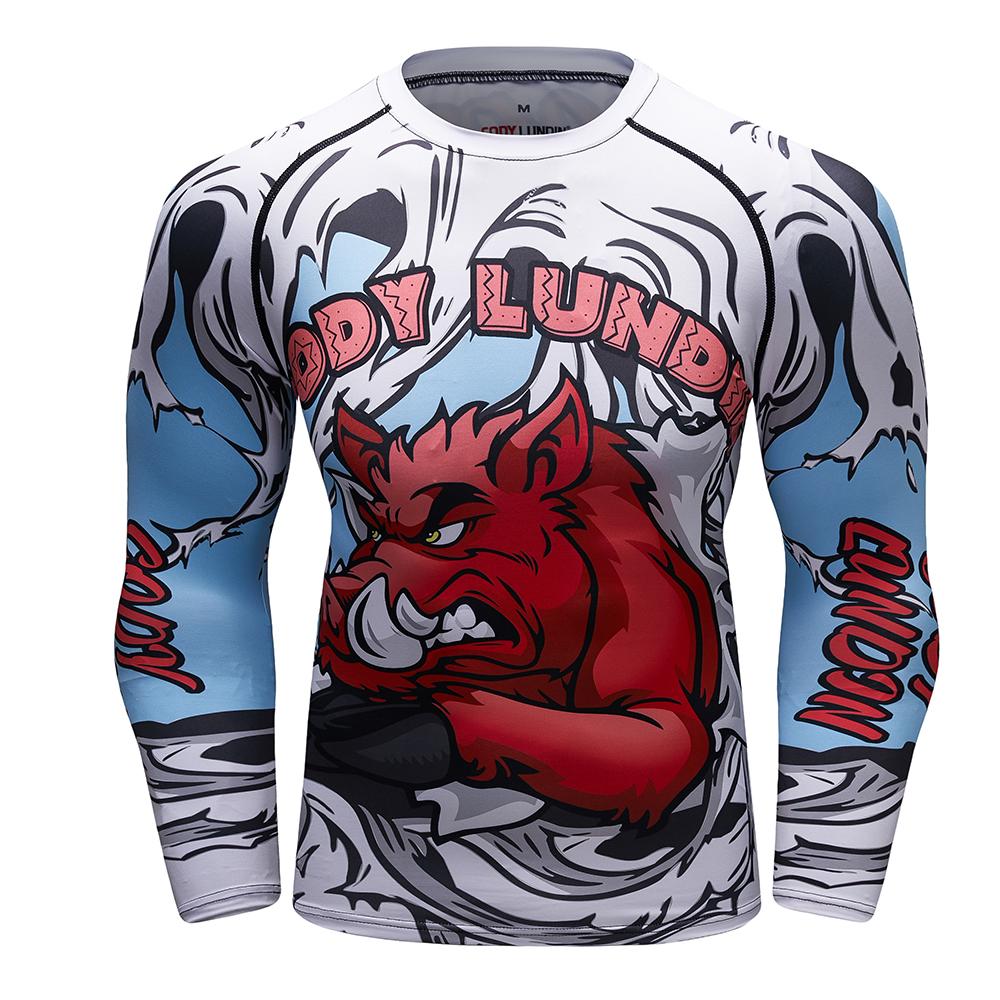 Fight Workout Mma Men'S Long Sleeve MMA Compression T-Shirt Men Boxing Rashguard Blank Bjj Rash Guard Sportswear Tees