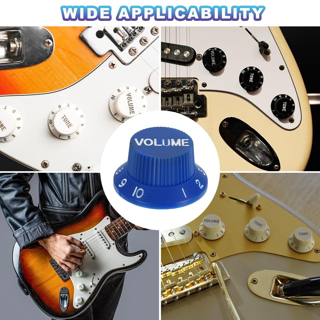 uxcell Guitar Control Metric Top Hat Bell for Electric Guitars and Split Shaft Set x Tone x Knobs, Knobs, Basses, Pots, 3-Piece (Volume 1, 2),