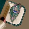 Luxury Crystal Peacock Feather Brooch Vintage Cheongsam Corsage Temperament Blazer Clothing Jewelry Accessories Wedding Badge