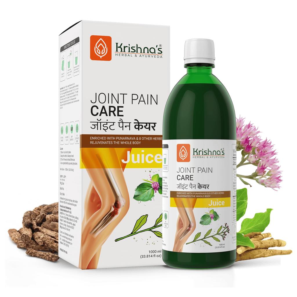 Succo per la Cura del Dolore Articolare di Krishna - 1000 ml | Antidolorifico Naturale | 9 Erbe Potenti Come Rasana, Kutaki, Daru Haridra Ashwagandha Rafforza