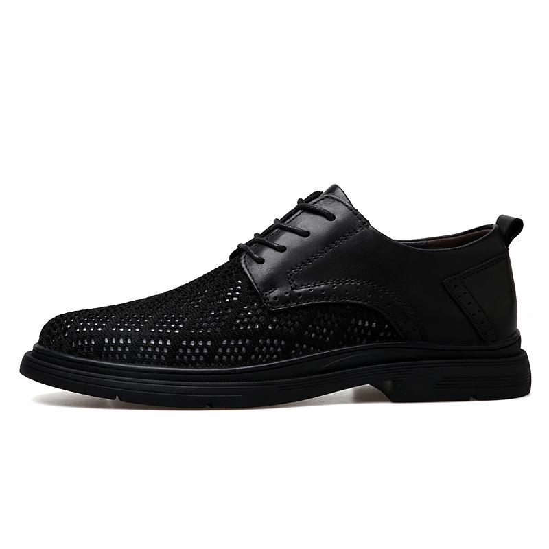 Men's Black Summer Strappy Sport Shoes with Breathable Flyknit Mesh & Lightweight Hollow Design