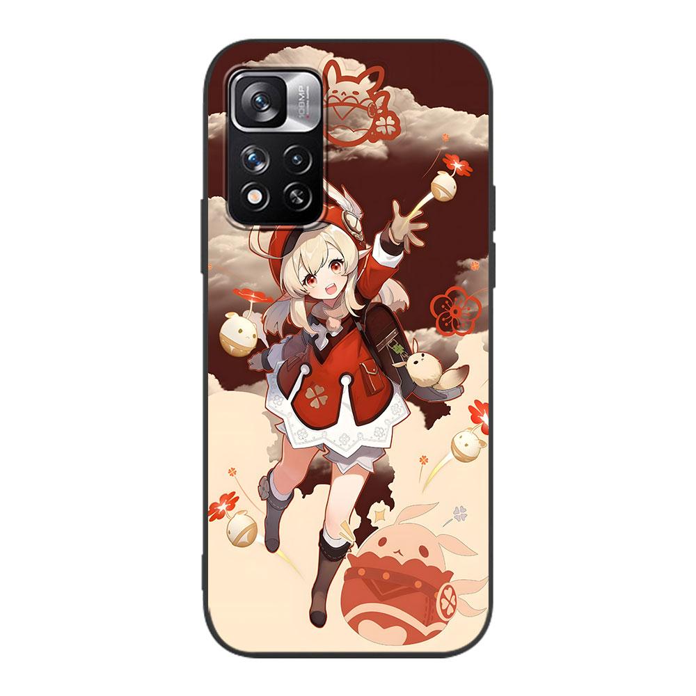 Klee Genshin Impact Case for Xiaomi Redmi 10A 10C 9C 12C 9A 9i 10 12 9 Prime 9T K40 Pro Black Soft TPU Mobile Phone Bag Cover