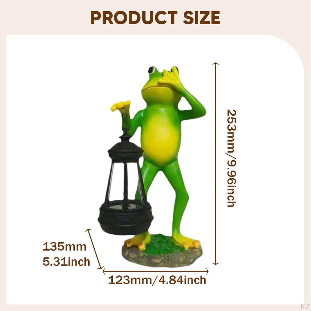 Frog Solar Garden Statue Yard Art Decor with Light, Lawn Ornament, Outdoor Sculpture for