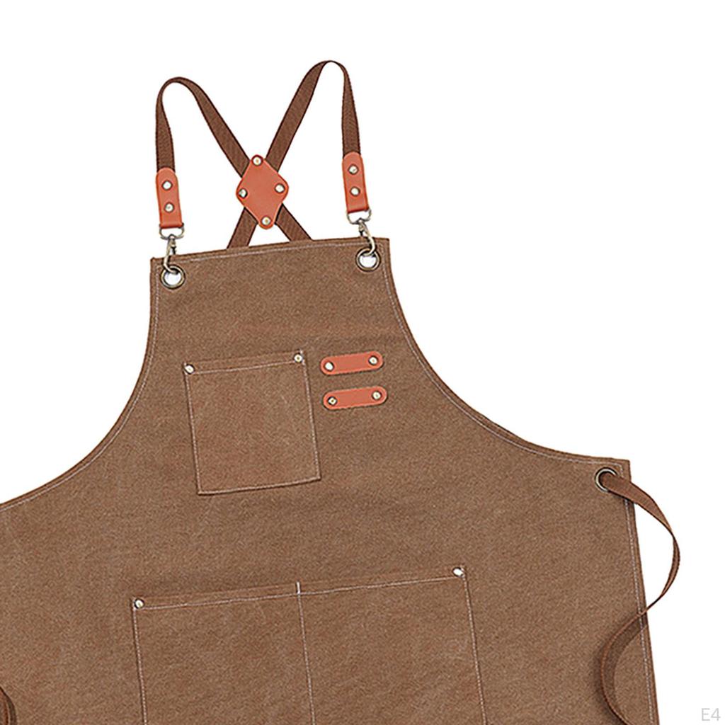 Canvas Apron Bib Cross Back Water Resistant for Men with Pockets Chef Kitchen