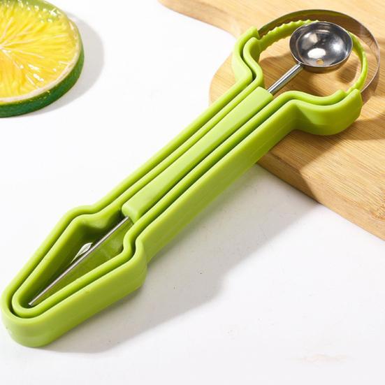 3-in-1 Fruit Ball Scooper Melon Baller Scoop Pulp Separator Stainless Steel Fruit Carving Tools for Cantaloupe Watermelon