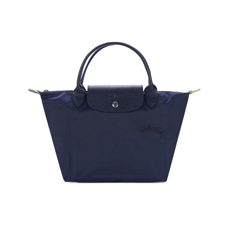 

Longchamp Le Pliage Series Solid Color Short Handle Zipper Button Canvas And Leather Dumpling Tote Bag Small Women Tote Bags Navy-Blue 1621919P68 Shopping Bag Set(Basic Set+Shopping Bag)