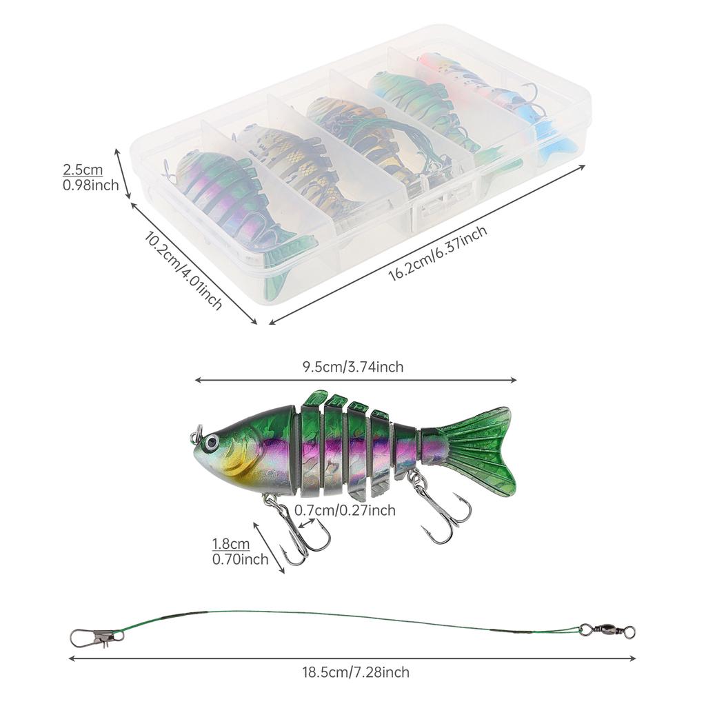 5 Pcs Multi Jointed Slow Sinking Swimbait Lure Pike Fish with Anti-bite Steel Wire 15cm 15g Lifelike Bait