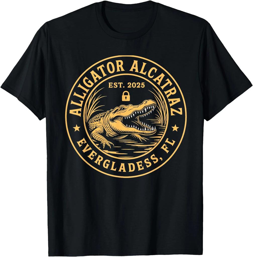 Alligator Alcatraz Graphic Printing Summer Luxury Brand Cotton Mens and Womens TShirts Short Sleeves Trendy Clothing of 2025