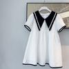 Girls' Summer Solid Color Dress Princess Dress Contrast Color Design