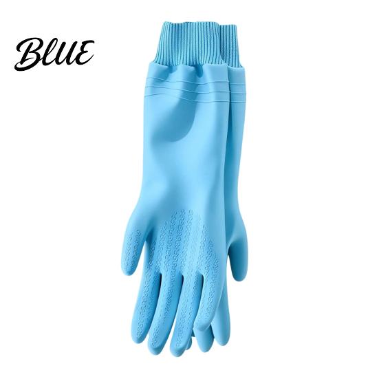Thermal Kitchen Gloves Fleece Lined Dishwashing for Housework, Waterproof PVC Rubber Cleaning Gloves, Anti-slip Housework Grip Warm Velvet Lining