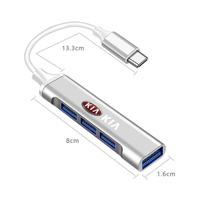 1Pcs Type-C Turn USB Adapter Multi Port Distributor Hub For KIA sportage ceed sorento cerato optima picanto rio soul k3 k5 Car Accessories