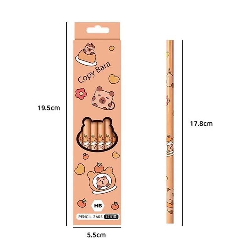 12Pcs Funny Cute Capybara Writing Pencil Cartoon HB Drawing Pencil Student Stationery Sketch Items Creative Fashion Pencil