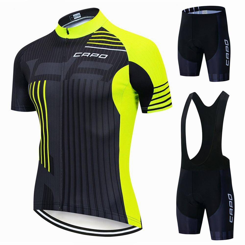 Men's Short Sleeve Cycling Jersey Set Quick Dry Breathable Biking Suit with Padded Shorts for Road Mountain Bike Sports