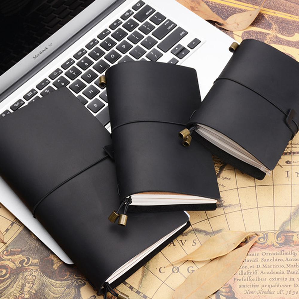 Crazy-Horse Leather A5 Journal Eco-Friendly Protective Cover Passport Size Notebook Notepad Business Gift Promotional Diary-New (Black,13.5*10.5 CM) чёрный