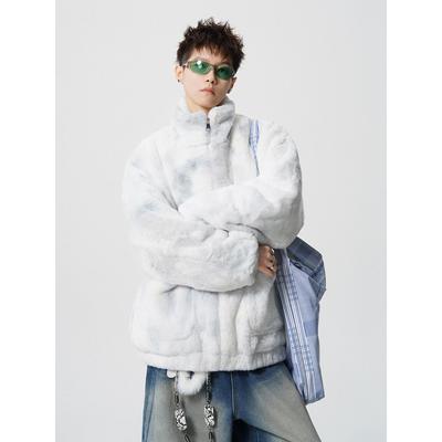 Men's Winter Tie-Dye Lambswool Jacket - 2025 Trendy Loose Fit, Thickened with Velvet, Plus Size Available