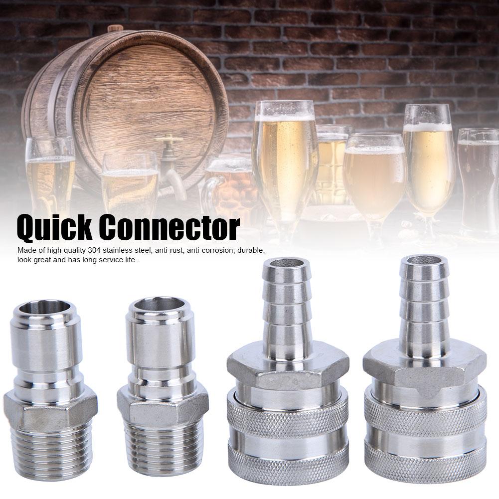 4pcs G1 2in Male Thread Stainless Steel Quick Connector Adapter for Home Brewing Beer