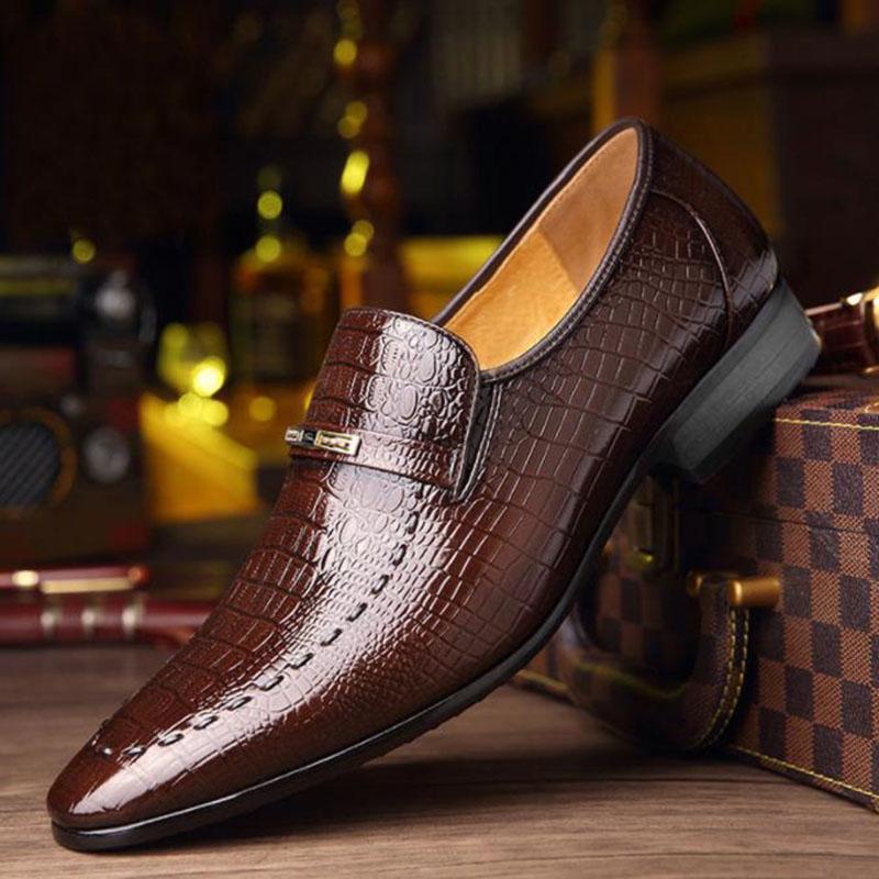Chaussures en Cuir pour Homme nouvelles Chaussures de Ville d'Affaires pour Homme à Motif Crocodile de Luxe Chaussure Sociale Décontractée Chaussures de Mariage pour Homme Zapatos Hombre