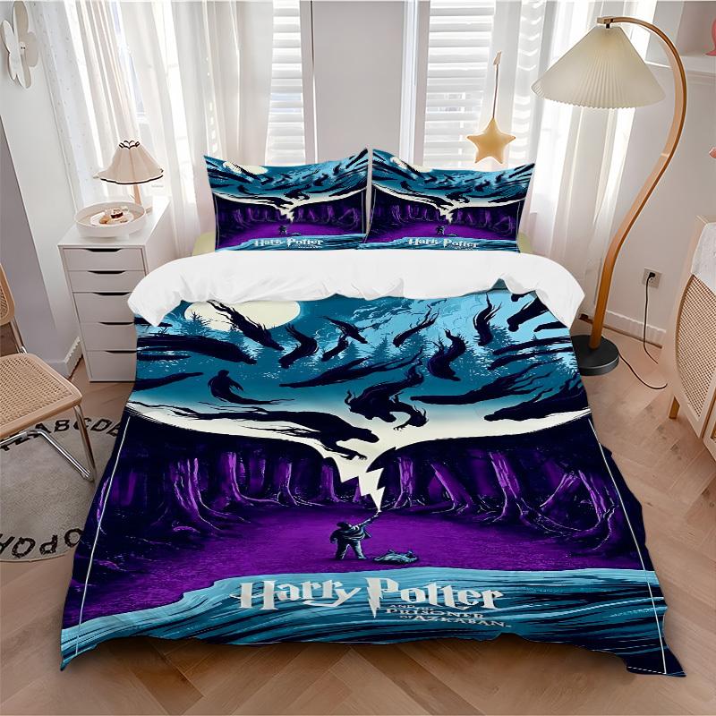3pcs Harry Potter Duvet Cover Set - Machine Washable, Includes 1 Duvet Cover and 2 Pillowcases, No Core Included yy251022146