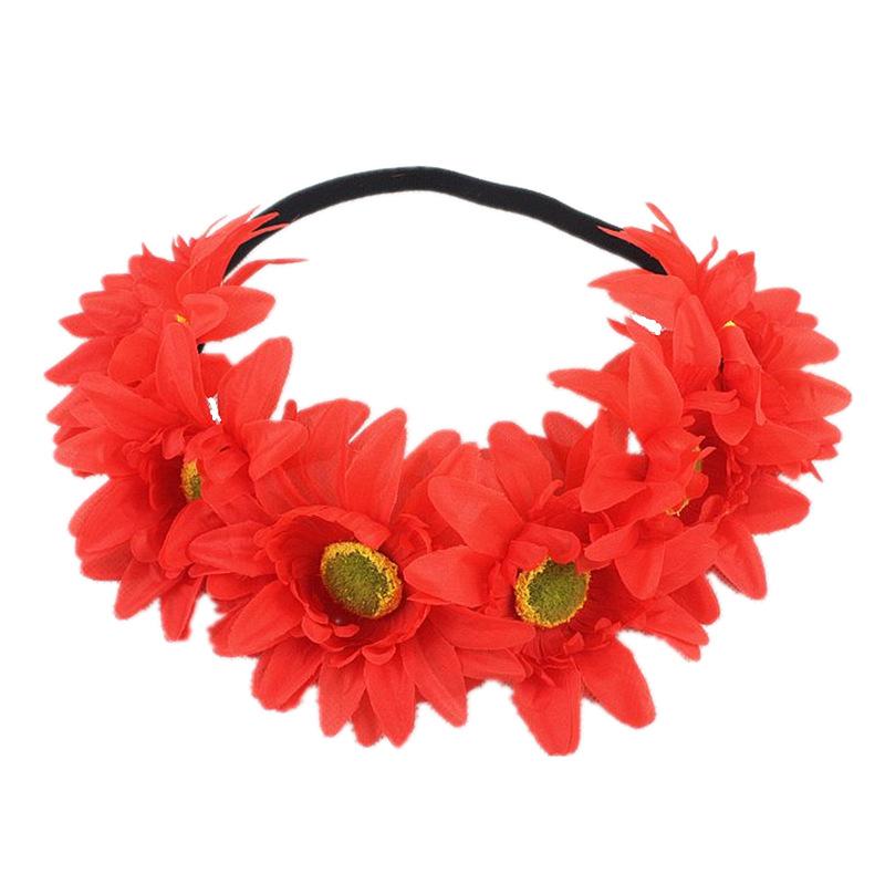 Sonnenblume Elastisches Stirnband Ungiftig Böhmische Haaraccessoires Blumenkranz Verstellbar Künstliche Gänseblümchen Blumen-Stirnband
