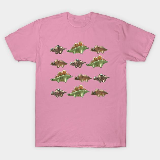T Shirt Women Dino Pattern Two Harajuku Print Kawaii Tshirt Summer Short Sleeve Female T-Shirt Top Tee