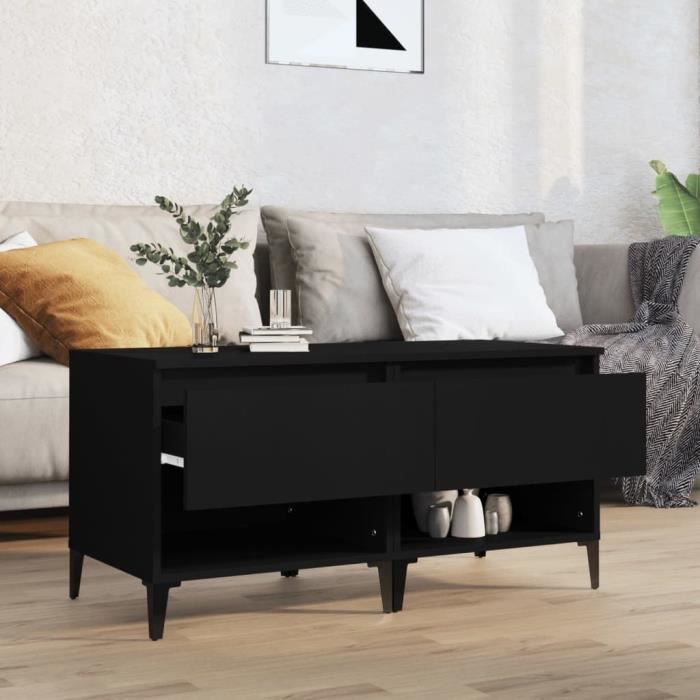 819551 vidaXL Tables d'appoint 2 pcs Noir 50x46x50 cm Bois d’ingénierie