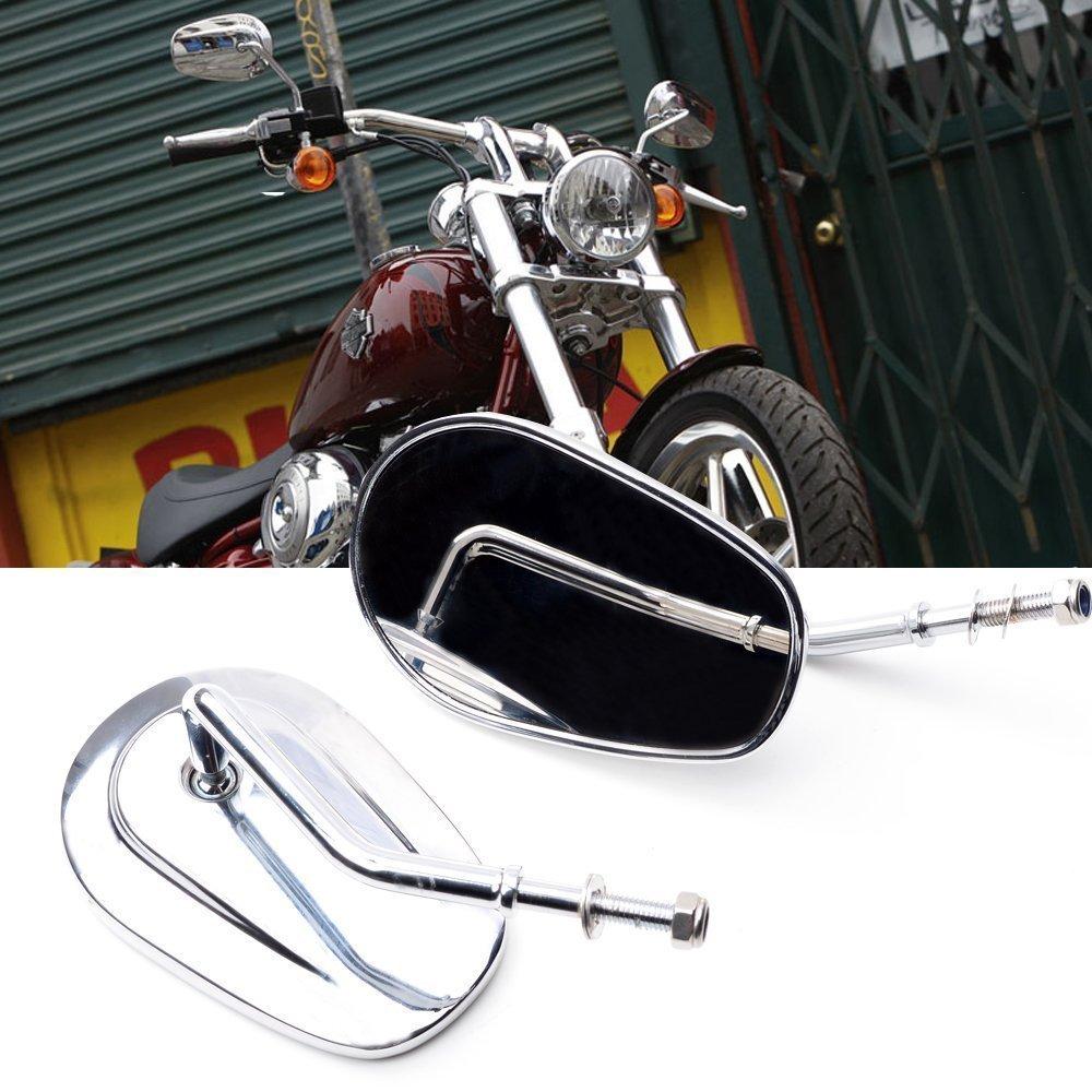 HANSWD Harley Davidson 8mm Chrome Rearview Mirror Left and Right Set (Chrome)