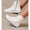 Fashion Women's Chic High-Top Boots with Side Zipper Lace-up Comfortable Fabric Lining Sneakers White Black Fashion High Gang Shoes