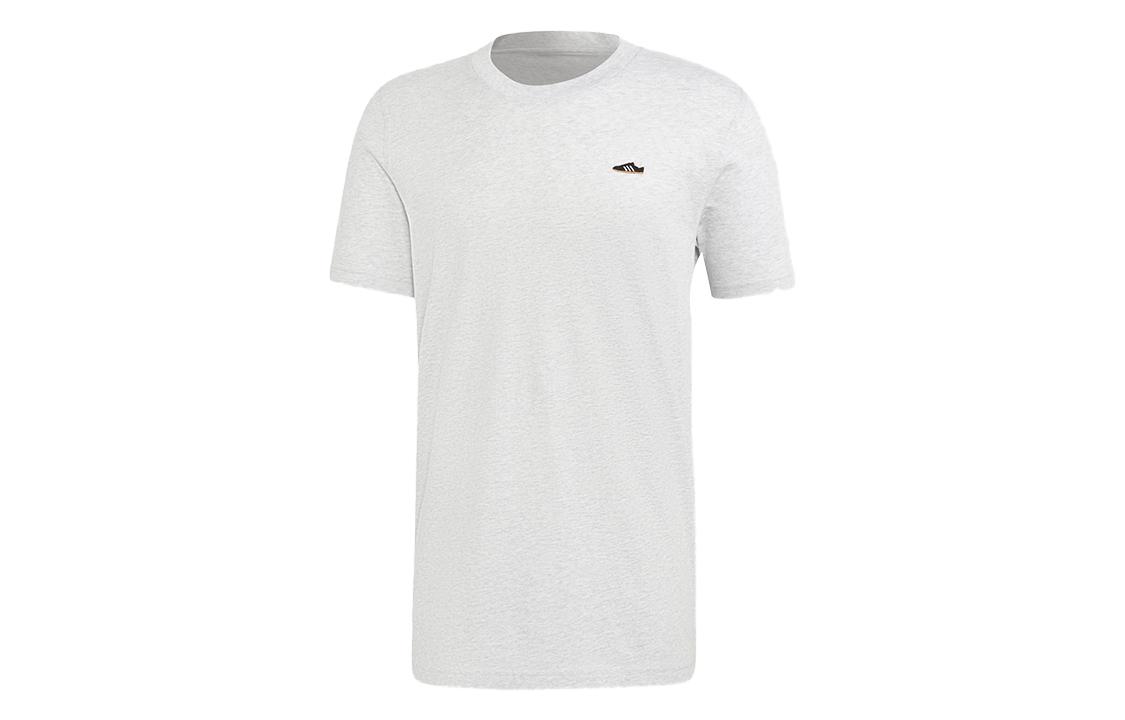 Adidas Originals MINI EMB T Shirts Men s Light Heather Gray Crew Neck Moderate Straight Fit ED7639 XS