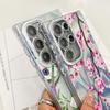 Samsung S25 Ultra Floral & Grass Lens Film Case - Full Coverage for S24 & A56, with Bracelet-style Protective Case