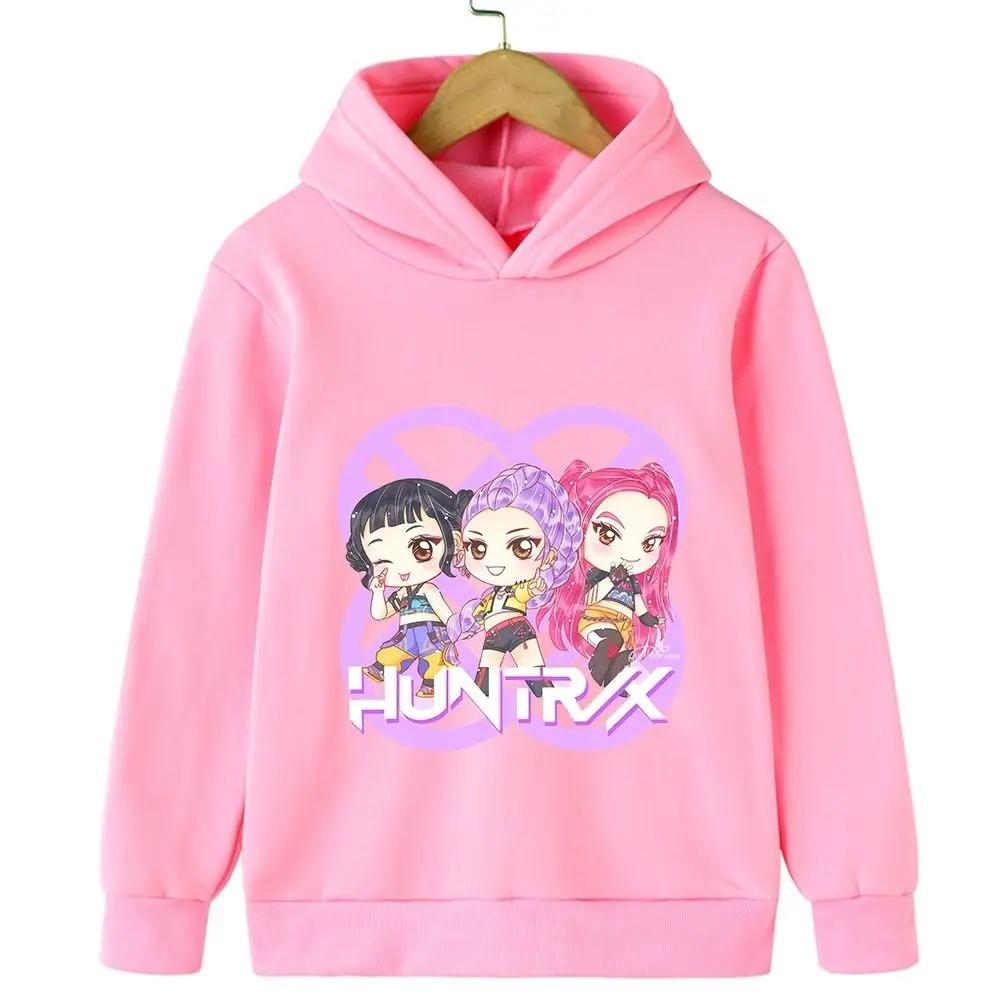 2025 New Kpop Witch Hunt Children's Hoodie Fashionable and Versatile Cartoon Pattern Printed Girls' Sportswear