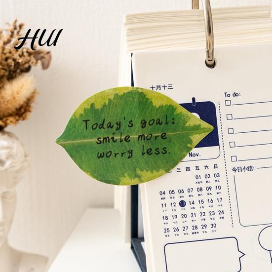 Creative Memo Pads Leaf-Shaped Sticky Notepads Removable Paper Sticker Durable Anti-Forgetting Reminder Note for Home Wall Photo DIY Decoration