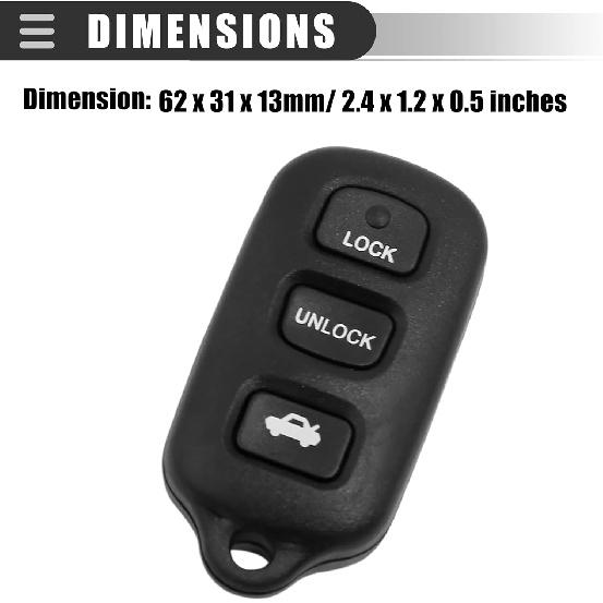 Motoforti Car Key Fob Remote Control Case, Keyless Entry Cover, for Lexus LS400 1995-1997, 4 Buttons, Plastic, Black