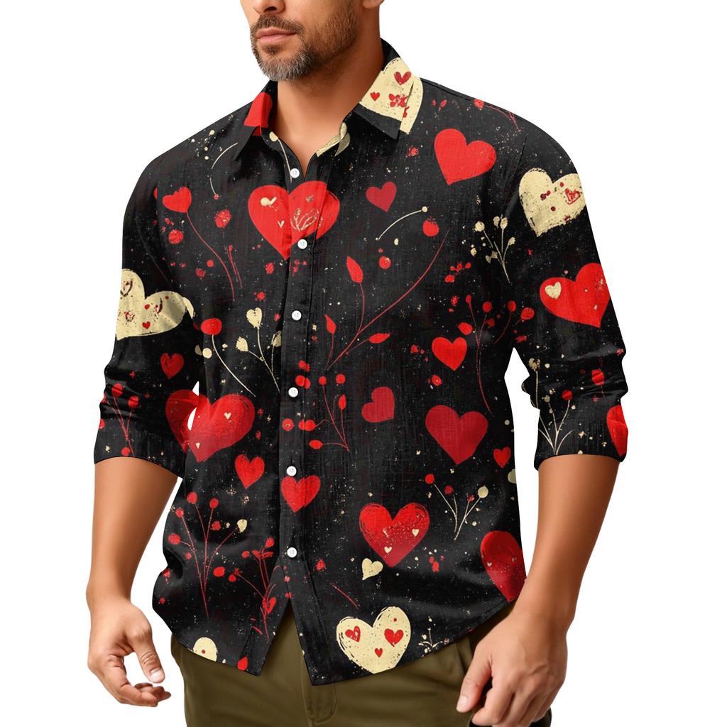 Men'S Casual Loose Fitting Long Sleeved Shirt Fashionable Lapel Shirt Top