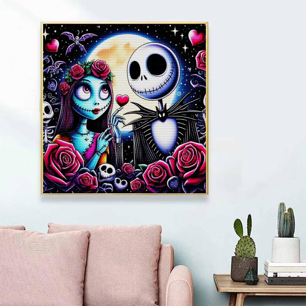 5D DIY Diamond Painting Kit, Skeleton Lover, Adult Beginner 5D Round Diamond Embroidered Crystal Mosaic Crafts, Suitable for Home Wall Settings