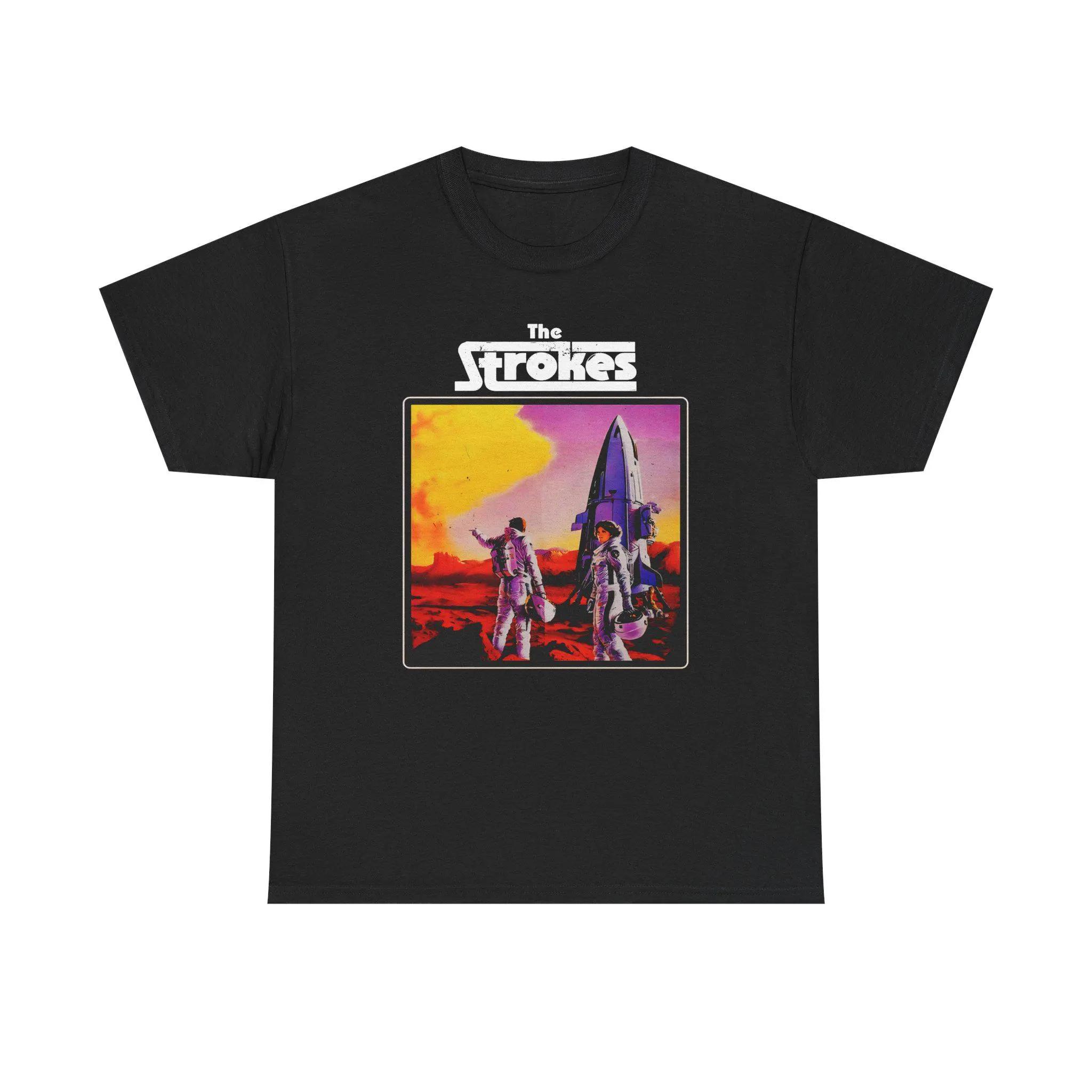 

The Strokes Mars Astronaut Graphic T-Shirt Indie Rock Band Retro Sci-Fi Print Casual Cotton Unisex Streetwear Tee 2XL