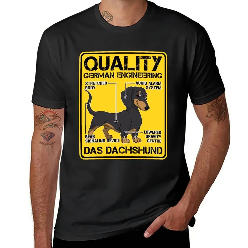 Quality German Engineering - Dachshund Dog Humor T-Shirt Korean Fashion Aesthetic Clothing Men T Shirts