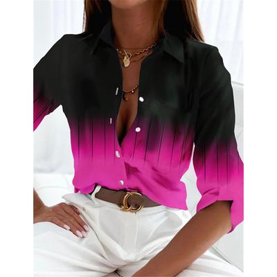 Μοντέρνα Μπλούζες Γυναικείες με Γραφικό Ντεγκραντέ 3D Εκτύπωση, Μακρυμάνικες, για Άνοιξη Φθινόπωρο, Καθημερινές, για Διακοπές, Streetwear, Γυναικεία Ρούχα